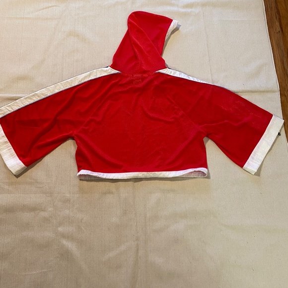 Champion Women's Red Mesh Cropped Hoodie Size M - Picture 8 of 9